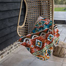 Benjamin Tate Design Colorful Pattern In Tribal Style Blanket in Natural - Size: 120 cm x 150 cm - thumbnail 4