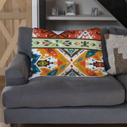 Benjamin Tate Design Colorful Pattern In Tribal Style Blanket in Natural - Size: 120 cm x 150 cm - thumbnail 2