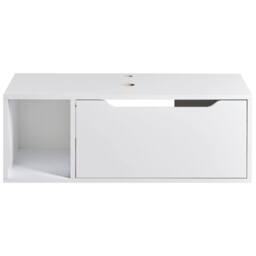 Wyld and Coco Wall-Mounted Bathroom Cabinet White Marble MDP 80 x 40 cm Fluted Front - thumbnail 5
