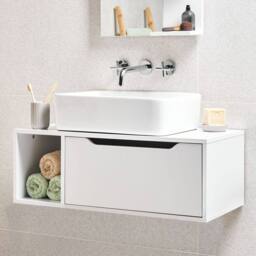 Wyld and Coco Wall-Mounted Bathroom Cabinet White Marble MDP 80 x 40 cm Fluted Front