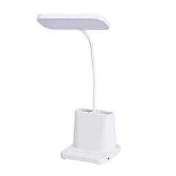 SPETLEK Desk LED Lamp Pen Phone Holder USB Rechargeable Bedroom Dimmable in White - thumbnail 1