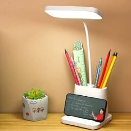 SPETLEK Desk LED Lamp Pen Phone Holder USB Rechargeable Bedroom Dimmable in White - thumbnail 2