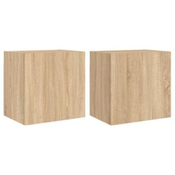 Berkfield Home TV Wall Cabinets 2 pcs Sonoma Oak 40.5x30x40 cm Engineered Wood in Brown - thumbnail 2