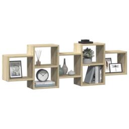 Berkfield Home Wall Shelf Sonoma Oak 129x18x42 cm Engineered Wood in Light Tan - Size: 129 x 18 x 42 cm