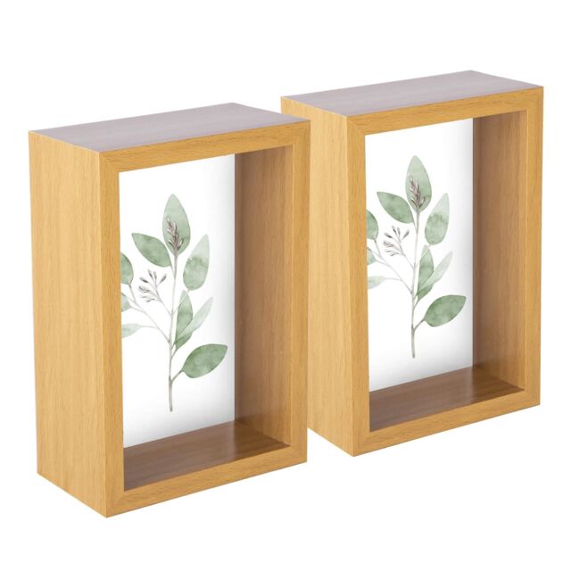 "Nicola Spring 3D Deep Box Photo Frames - 4 x 6"" - Pack of 5 in Light Brown" - image 1