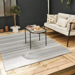 THE RUGS Reversible Weatherproof Outdoor Grey Rugs Striped Rainbow 1020 - Size: 120 cm x 160 cm - thumbnail 1