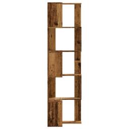 Berkfield Home Elegant Corner Bookcase 5-Tier Old Wood 50x50x179 cm Engineered Wood in Brown - Size: 50 x 50 x 179 cm - thumbnail 5