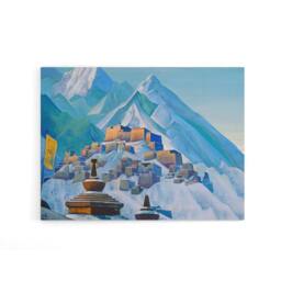 "Artery8 Nicholas Roerich Tibet Himalayas Canvas Wall Art Print in Blue - Size: W24"" x H32""" - thumbnail 1