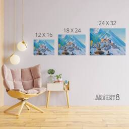 "Artery8 Nicholas Roerich Tibet Himalayas Canvas Wall Art Print in Blue - Size: W24"" x H32""" - thumbnail 4