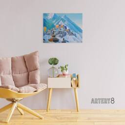 "Artery8 Nicholas Roerich Tibet Himalayas Canvas Wall Art Print in Blue - Size: W24"" x H32""" - thumbnail 3