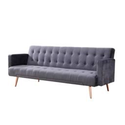 Comfy Living Ltd Plush Velvet Sofa Bed In Various Colours With Gold Metal Legs in Grey - thumbnail 3