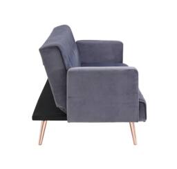 Comfy Living Ltd Plush Velvet Sofa Bed In Various Colours With Gold Metal Legs in Grey - thumbnail 4