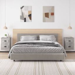 Berkfield Home Wall-mounted Bedside Cabinets 2 pcs Concrete Grey 41.5x36x53cm - Size: 41.5x36x53 cm - thumbnail 3