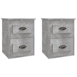 Berkfield Home Wall-mounted Bedside Cabinets 2 pcs Concrete Grey 41.5x36x53cm - Size: 41.5x36x53 cm - thumbnail 2
