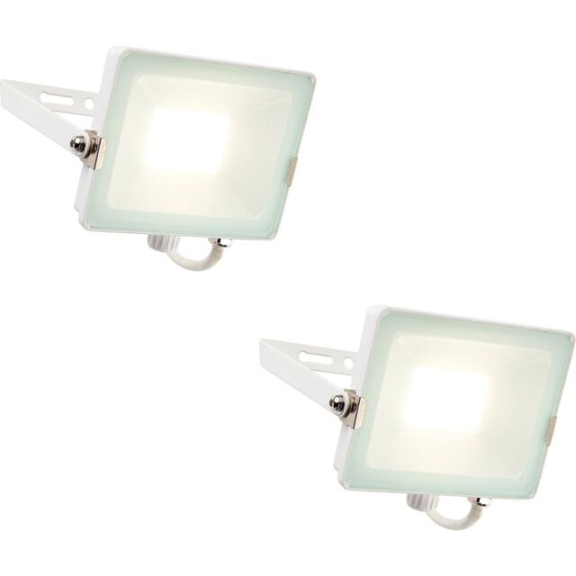 Loops 2 PACK Outdoor Waterproof LED Floodlight - 30W Cool White LED - Matt White - image 1