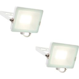 Loops 2 PACK Outdoor Waterproof LED Floodlight - 30W Cool White LED - Matt White
