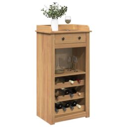 Berkfield Home Wine Cabinet Panama 57x40x111.5 cm Solid Wood Pine in Brown - thumbnail 1