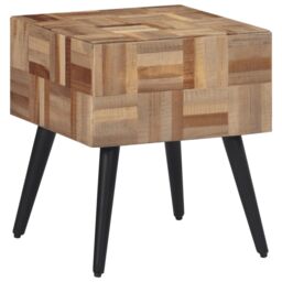 Berkfield Home Side Table 40x40x45 cm Solid Reclaimed Teak in Grey - Size: 40 x 40 x 45 cm - thumbnail 3