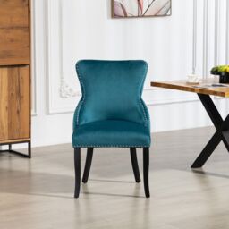 Artemis Home Palata Velvet Fabric Dining Chairs - Set of 2 in Teal - Size: 2 Pack