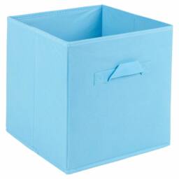 EONLION White 7-Cube Storage Unit, Wooden Shelf with Blue Drawers in Baby Blue - thumbnail 2