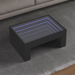 Berkfield Home Coffee Table with Infinity LED Black 70x50x30 cm - Size: 70 x 50 x 30 cm - thumbnail 1