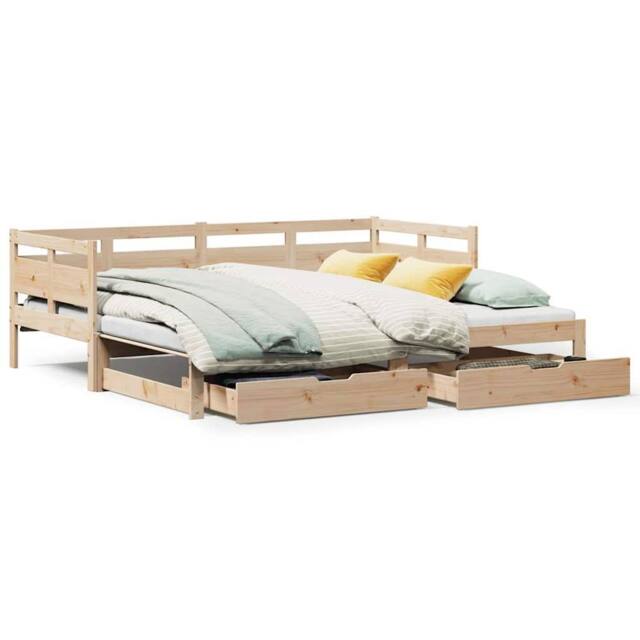 Berkfield Home Daybed with Trundle & Drawers without Mattress 90x190 cm Single in Natural - image 1