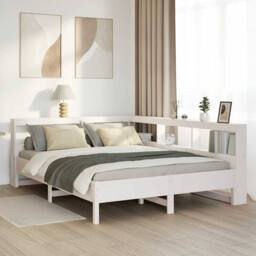 Berkfield Home Bookcase Bed without Mattress White 160x200 cm Solid Wood Pine - thumbnail 1