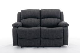 FURNITURE ONE 2 Seater Recliner Sofa, Leathaire Fabric Manual Recliner Armchair in Dark Grey - Size: 1 Pack - thumbnail 2