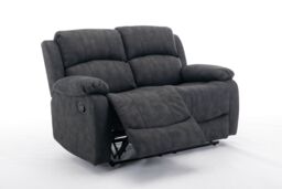 FURNITURE ONE 2 Seater Recliner Sofa, Leathaire Fabric Manual Recliner Armchair in Dark Grey - Size: 1 Pack - thumbnail 3