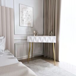 CARME HOME Montana Dressing Table-White/Gold in White - thumbnail 1