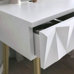CARME HOME Montana Dressing Table-White/Gold in White - thumbnail 3