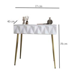 CARME HOME Montana Dressing Table-White/Gold in White - thumbnail 4