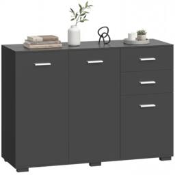HOMCOM Modern Sideboard Kitchen Storage Cabinet in Black - thumbnail 2