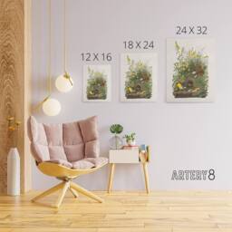 "Artery8 Meadowlark Bird False Foxglove Audubon Canvas Wall Art in White - Size: W18"" x H24""" - thumbnail 4