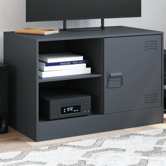 Berkfield Home TV Cabinet Anthracite 67x39x44 cm Steel in Black - Size: 67 x 39 x 44 cm - image 1