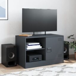 Berkfield Home TV Cabinet Anthracite 67x39x44 cm Steel in Black - Size: 67 x 39 x 44 cm - thumbnail 3