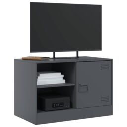 Berkfield Home TV Cabinet Anthracite 67x39x44 cm Steel in Black - Size: 67 x 39 x 44 cm - thumbnail 4