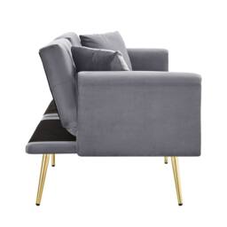 ModernLuxe Convertible 2-seater sofa bed with adjustable backrest & cup holders in Grey - thumbnail 8