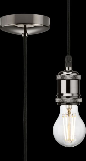 Netlighting 1.8m E27 Vintage Pendant Set Black Nickel 230V IP20 80W - image 1