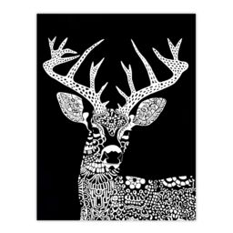 "Artery8 Deer Black White Tribal Pattern Stag Design Wall Art Print - Size: W24"" x H32""" - thumbnail 1