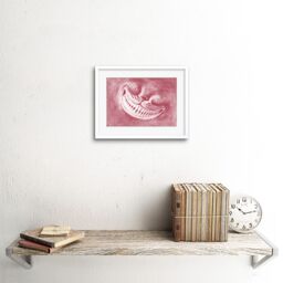 "Artery8 Wall Art Print Alice Wonderland Cheshire Cat Smile Framed in White - Size: W7"" x H9""" - thumbnail 2