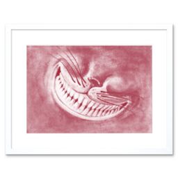 "Artery8 Wall Art Print Alice Wonderland Cheshire Cat Smile Framed in White - Size: W7"" x H9""" - thumbnail 1
