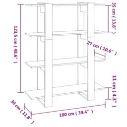 Berkfield Home Classic Book Cabinet/Room Divider Smoked Oak 100x30x123.5 cm in Brown - thumbnail 7