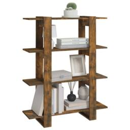 Berkfield Home Classic Book Cabinet/Room Divider Smoked Oak 100x30x123.5 cm in Brown - thumbnail 5