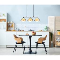 Netlighting Eva Bar Pendant Ceiling Light Matt Black Smoke Glass Shade 3x G9 - thumbnail 1