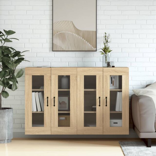 Berkfield Home Wall Mounted Cabinets 2 pcs Sonoma Oak Engineered Wood in Brown - image 1