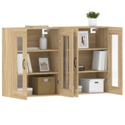 Berkfield Home Wall Mounted Cabinets 2 pcs Sonoma Oak Engineered Wood in Brown - thumbnail 4