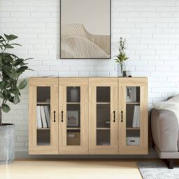 Berkfield Home Wall Mounted Cabinets 2 pcs Sonoma Oak Engineered Wood in Brown - thumbnail 1
