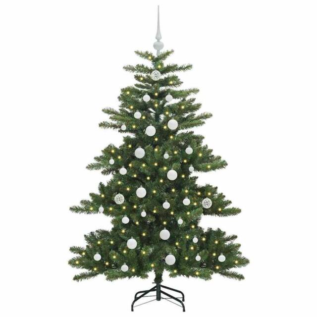 Berkfield Home Elegant Artificial Hinged Christmas Tree with 150 LEDs 150 cm PVC in Green - image 1