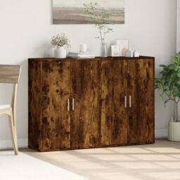 Berkfield Home Sideboards 2 pcs Smoked Oak 60x31x84 cm Engineered Wood in Brown - Size: 60 x 31 x 84 cm - thumbnail 3